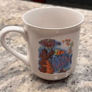 Home Essentials White Mug with Colorful Fish Design